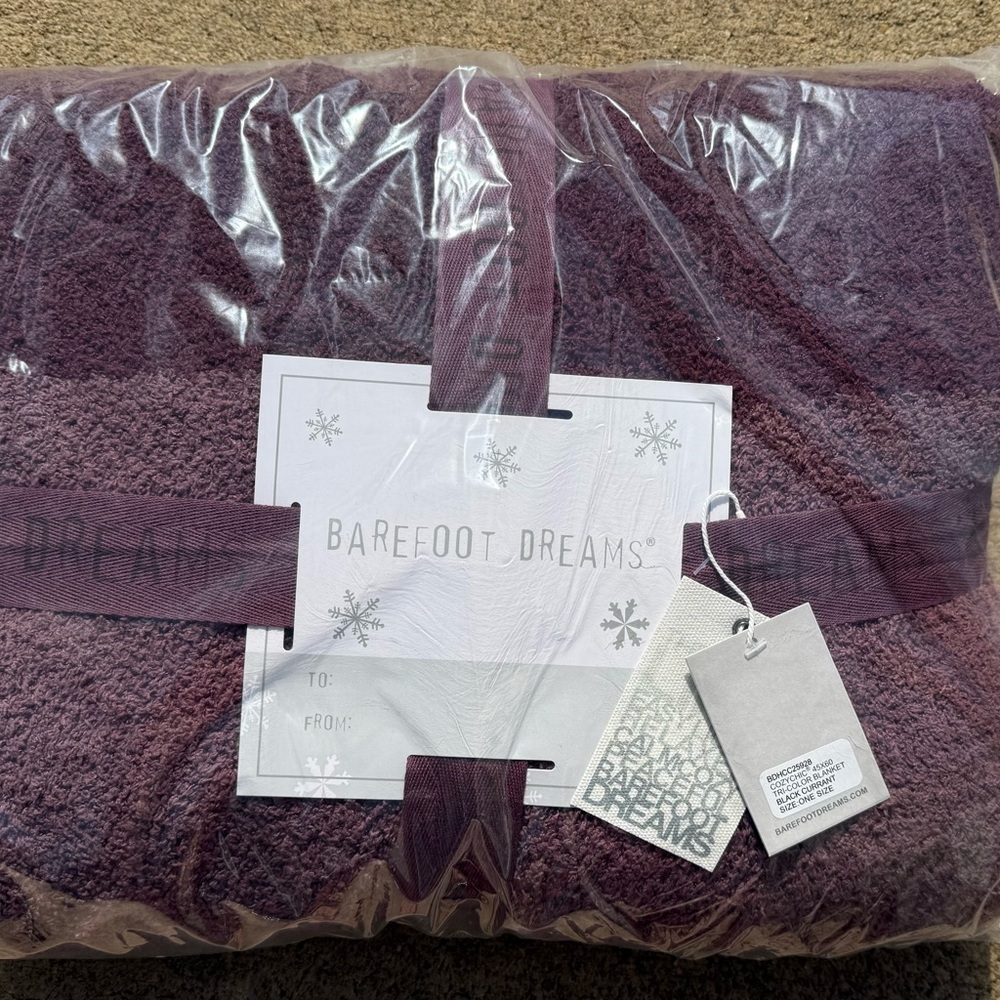 Brand new, Barefoot Dreams CozyChic 45x60 Blanket in Black Currant.